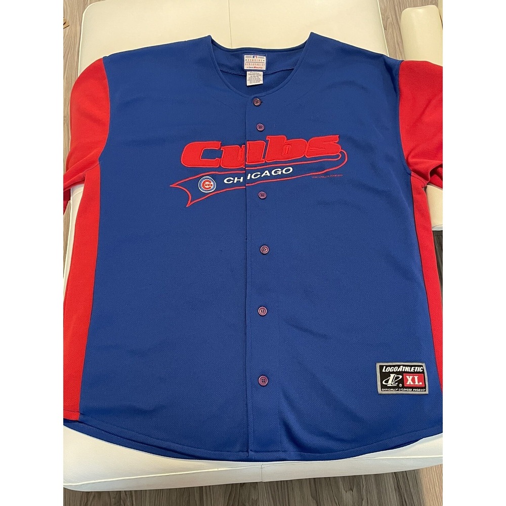 Vintage‎ Chicago Cubs MLB Baseball Jersey Logo Athletic Blue Red Men's XL Rare